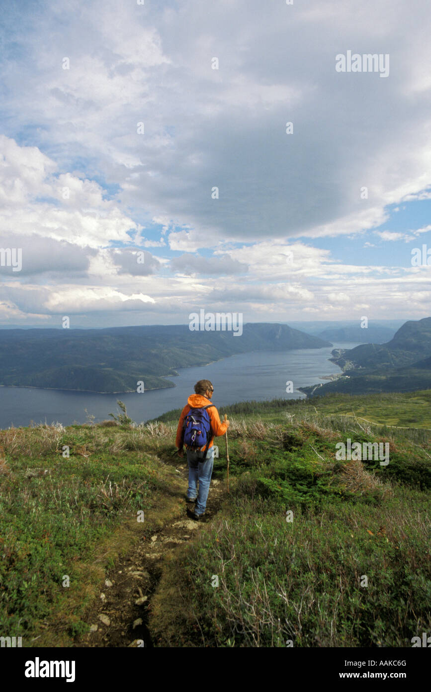 Wandern auf Neufundländern Westküste, Gros Morne National Park, Kanada Stockfoto