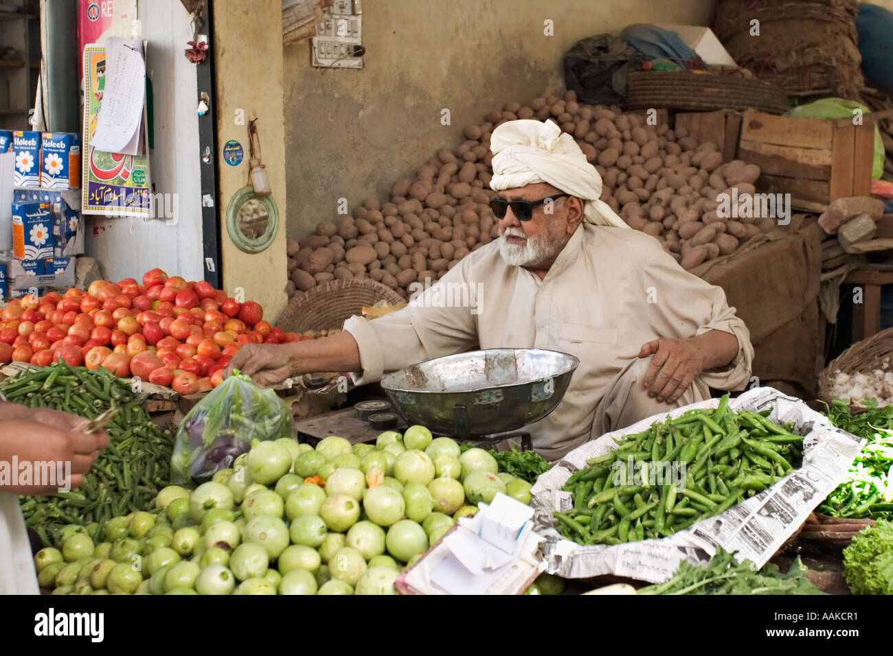 Gemüse Marktstand in Hassan Abdal, Punjab, Pakistan Stockfoto