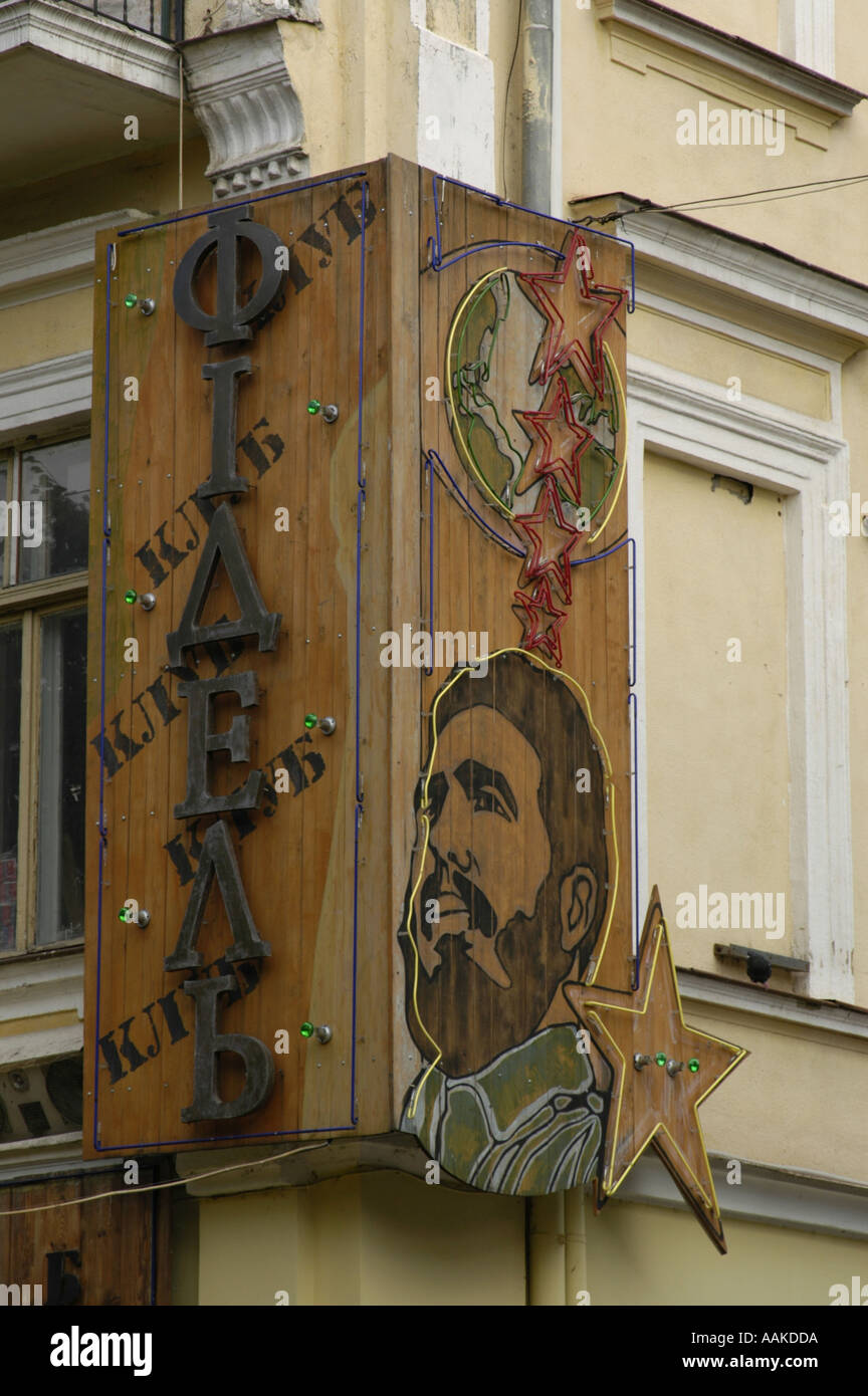 Odessa, Vulitsya Derybasivska, Fidel Havana Club Stockfoto