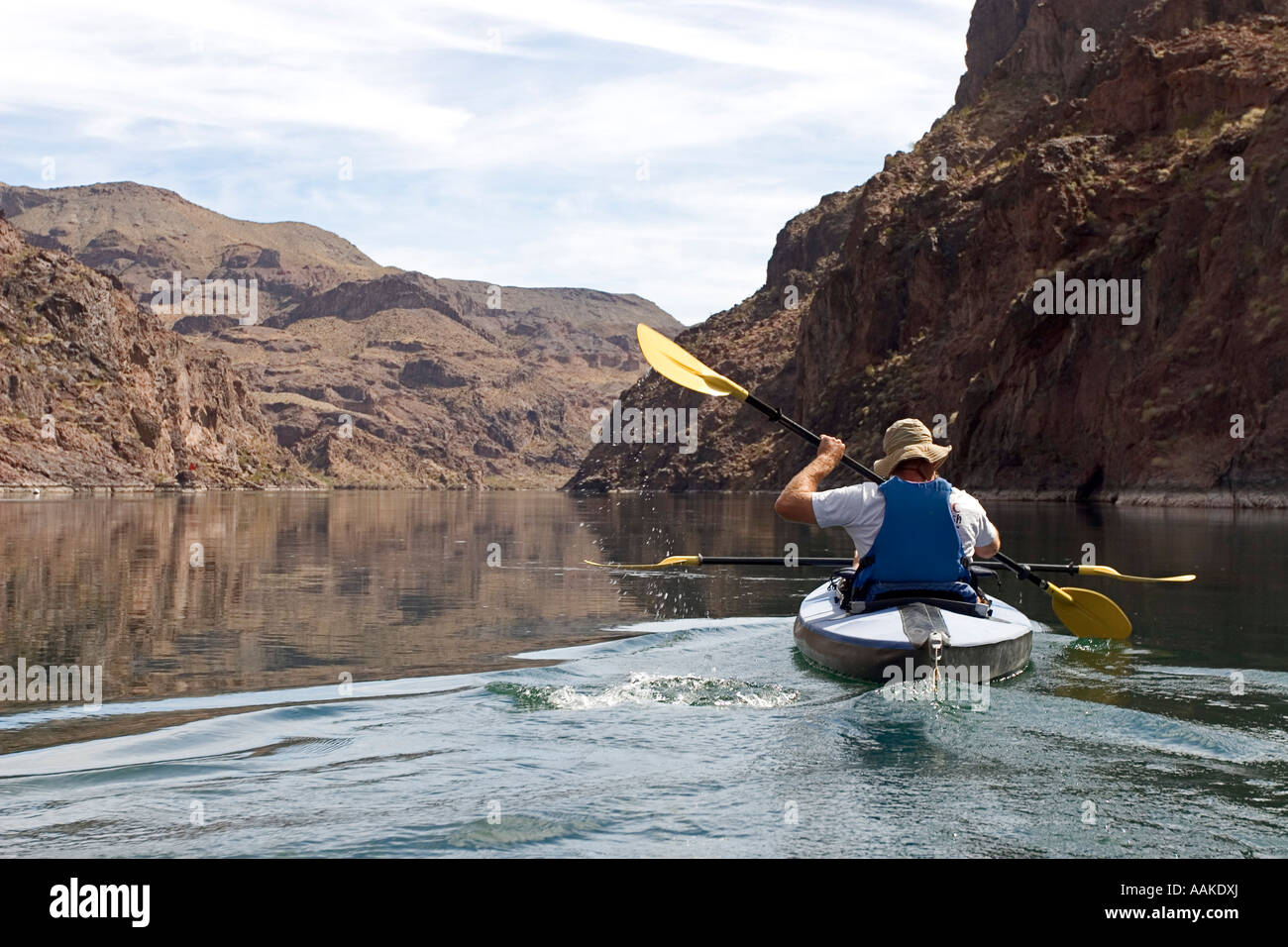 Kajakfahren auf dem Colorado River durch den Black Canyon Arizona Stockfoto