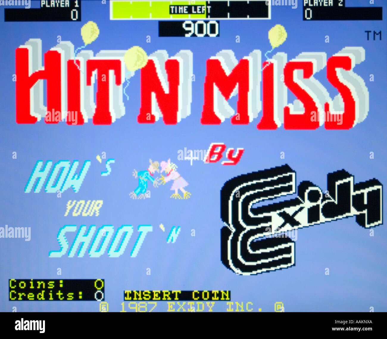 Drücken Sie N Miss Exidy Inc 1987 Vintage Arcade Videospiel Screenshot - nur zur redaktionellen Nutzung Stockfoto