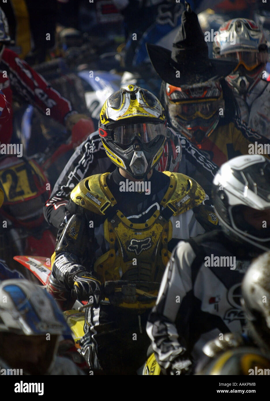 Hunderte von Motorrädern statt in der jährlichen Weston Super Mare Strand Rennen. Stockfoto