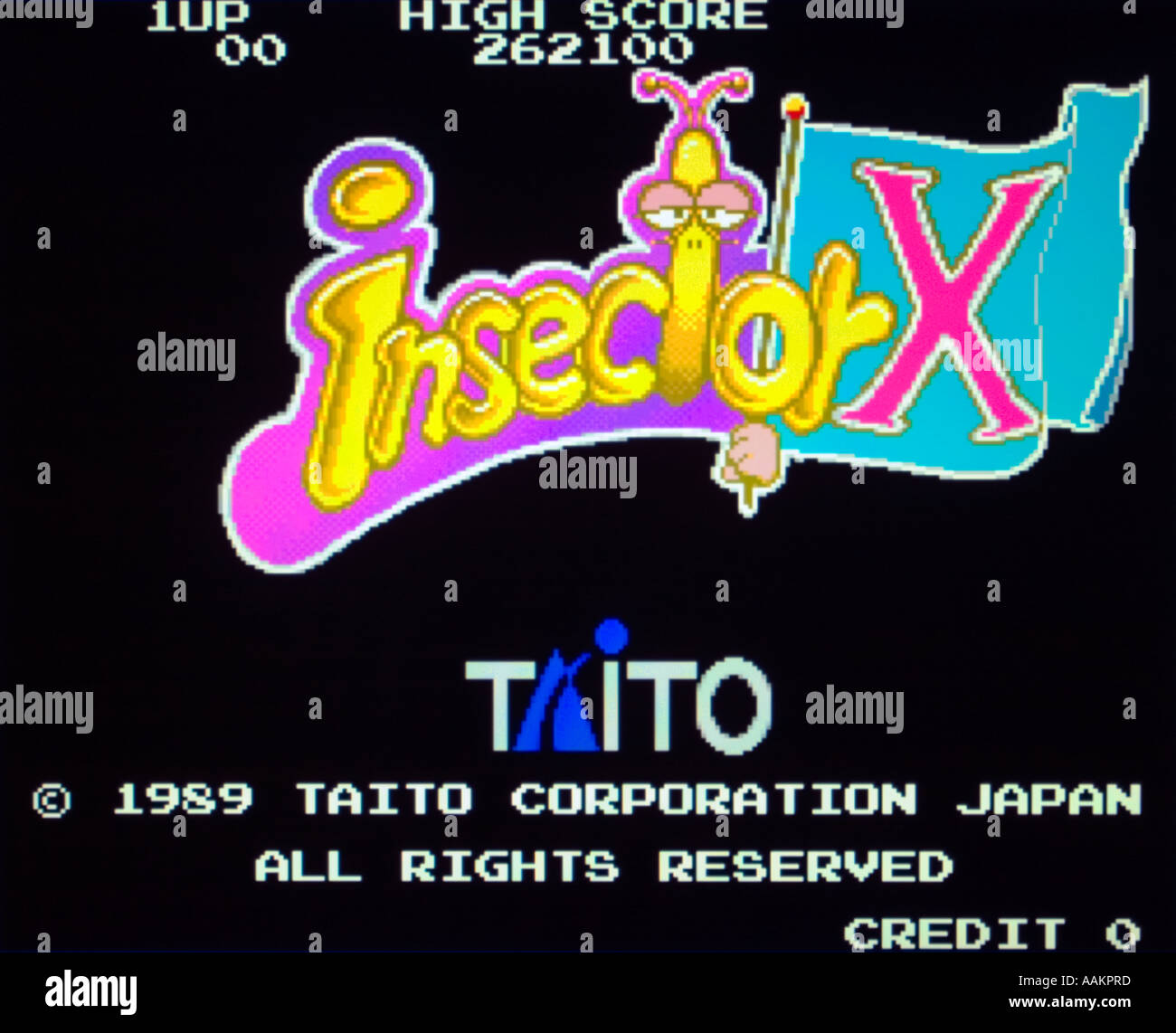 Insector X Taito Corporation 1989 Vintage Arcade Videospiel Screenshot - nur zur redaktionellen Nutzung Stockfoto