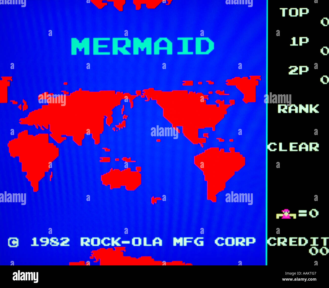 Meerjungfrau Rock Ola Mfg Corp 1982 Vintage Arcade Videospiel Screenshot - nur zur redaktionellen Nutzung Stockfoto