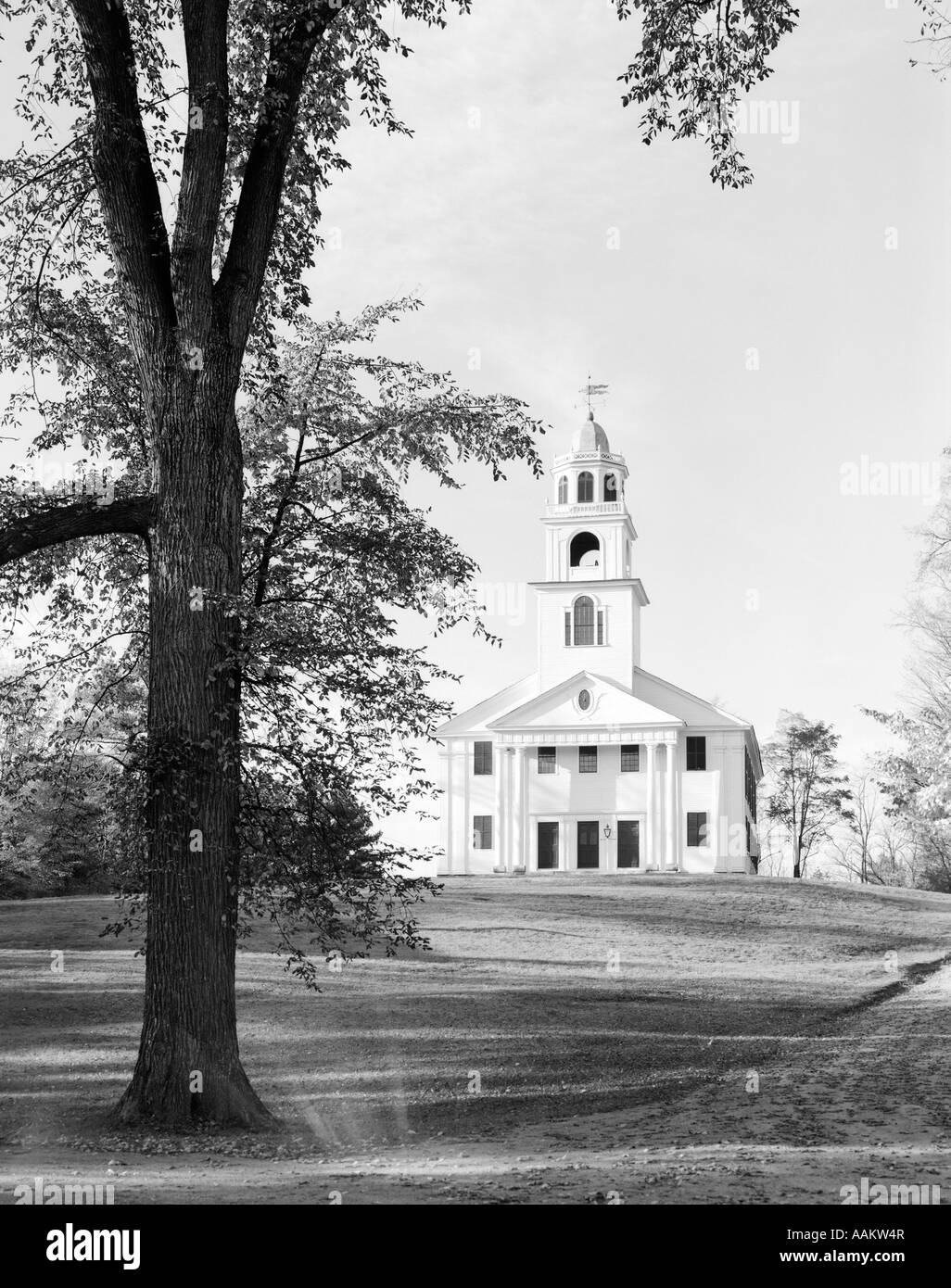 KIRCHE UND BAUM Stockfoto