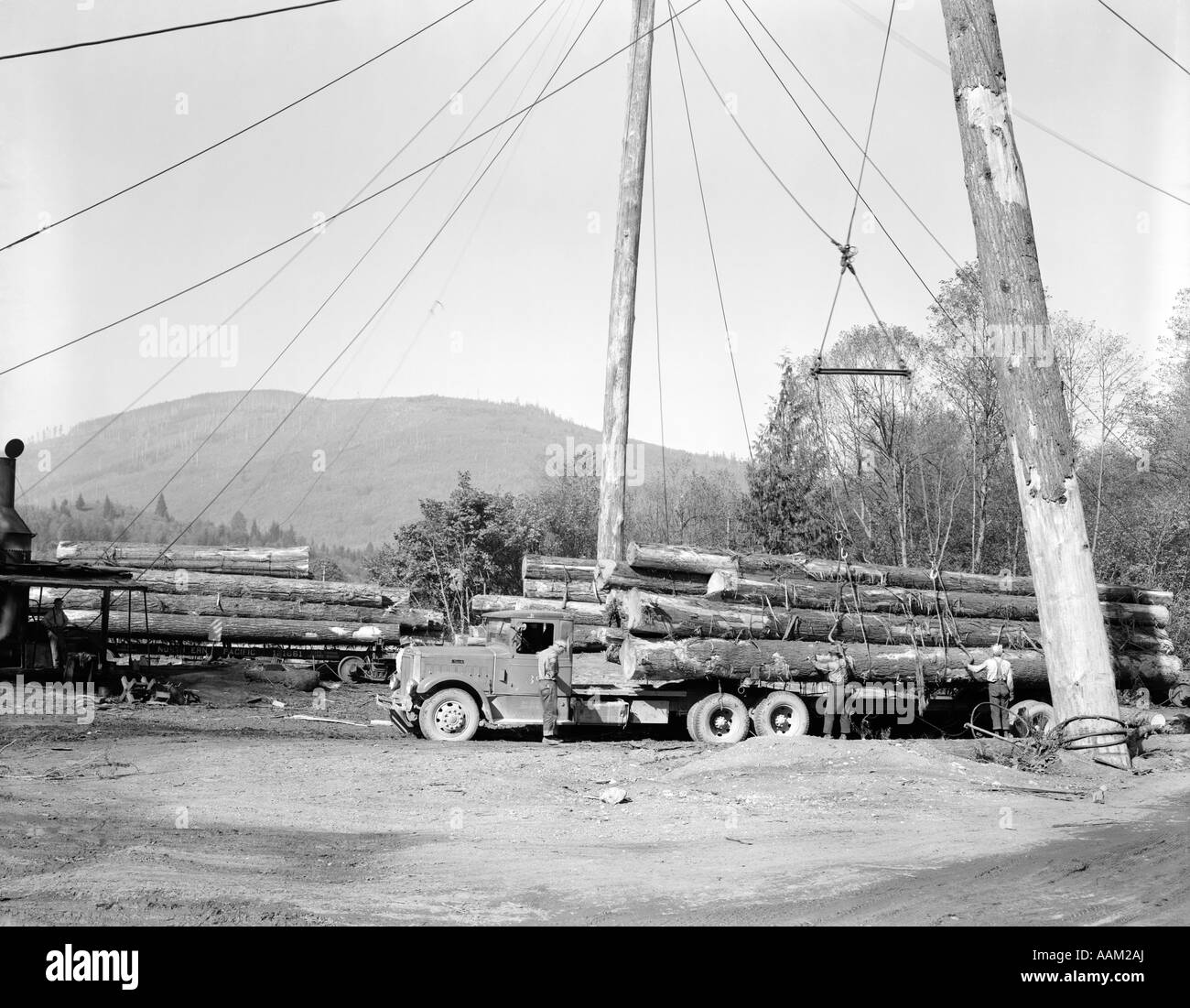 LOGGING TRUCK BAUHOLZ ENTWALDUNG Stockfoto