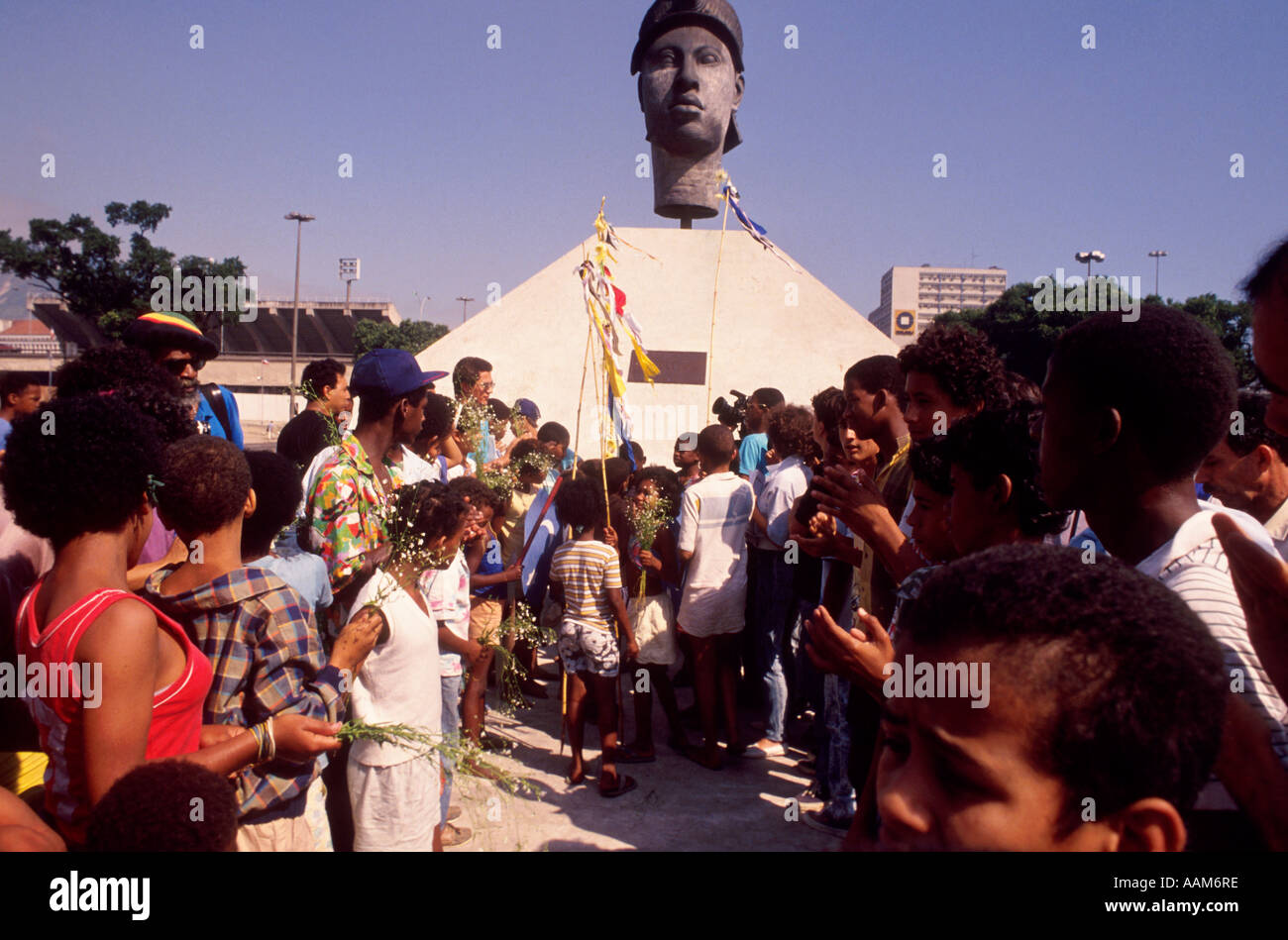 Zumbi Dos Palmares Statue in Rio de Janeiro Brasilien schwarz Bewegung Stockfoto