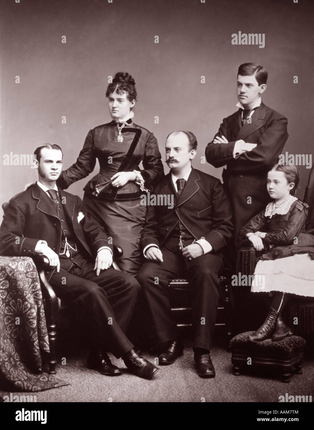 NOSTALGISCHE FAMILIENBILD DER 1870ER JAHRE Stockfoto