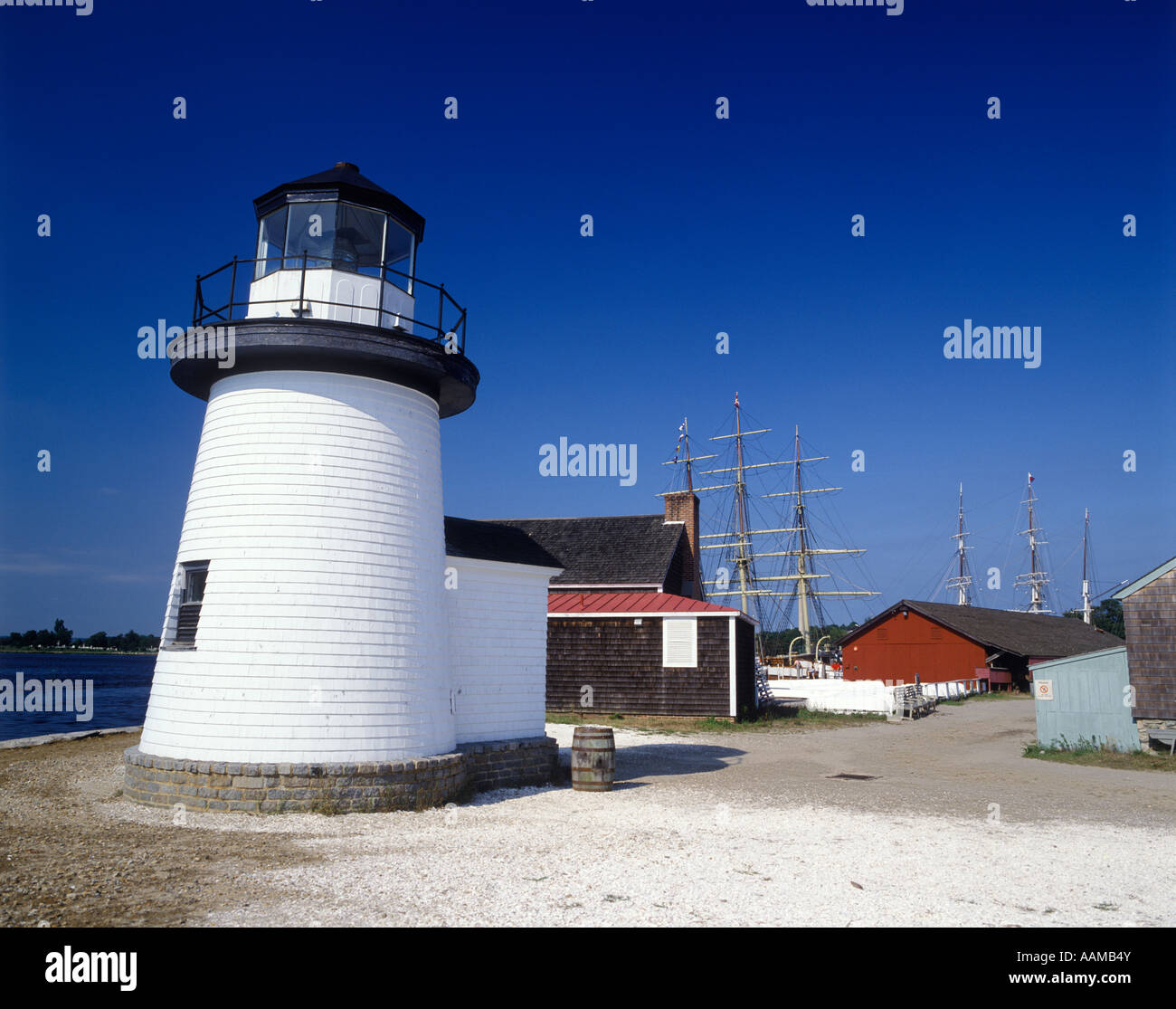 MYSTIC, CT SEAPORT MUSEUM BRANT POINT LIGHTHOUSE REPLICA Stockfoto