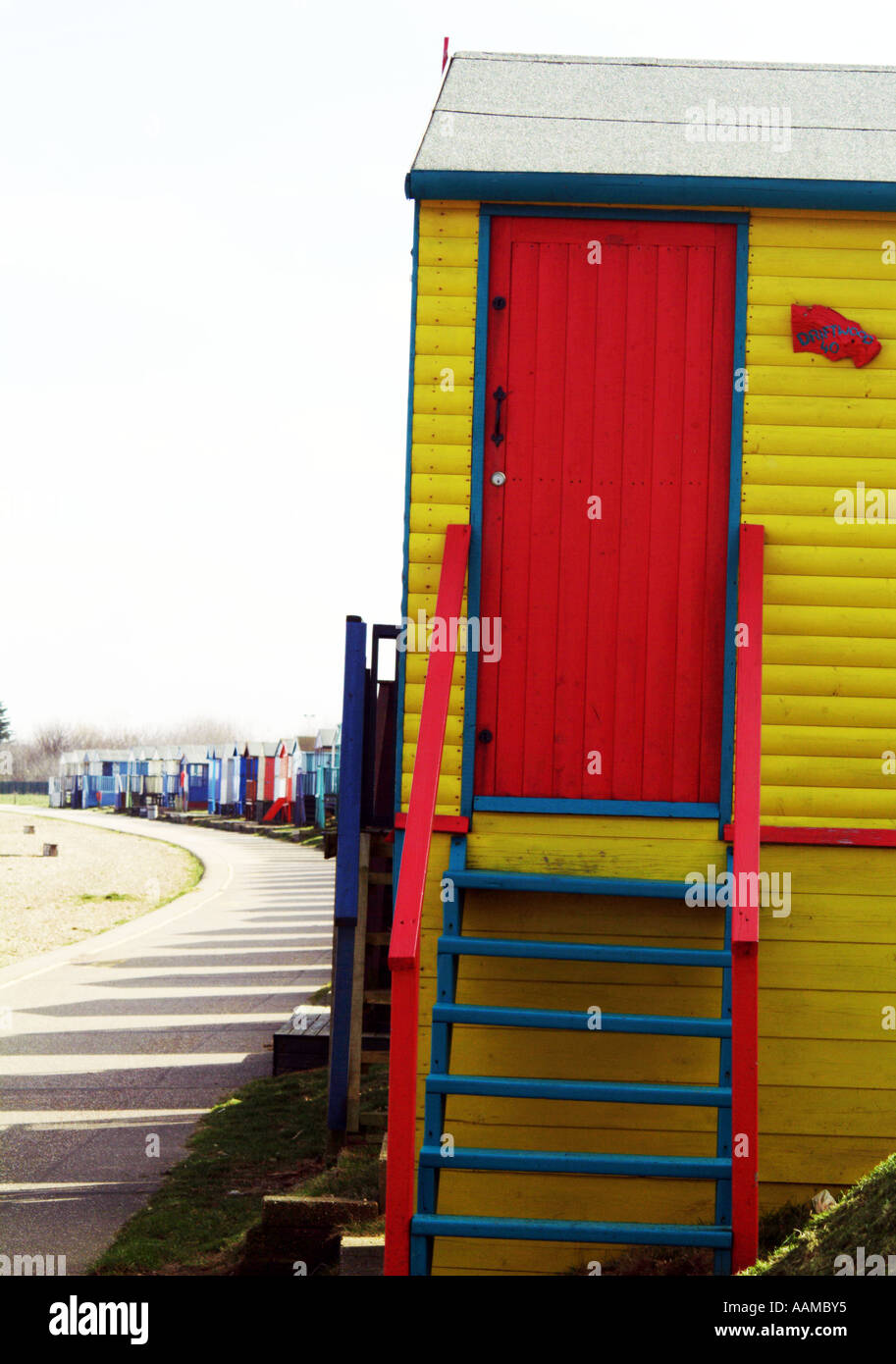 Strandhütte, in der Nähe von Whitstable, Kent, England, UK Stockfoto