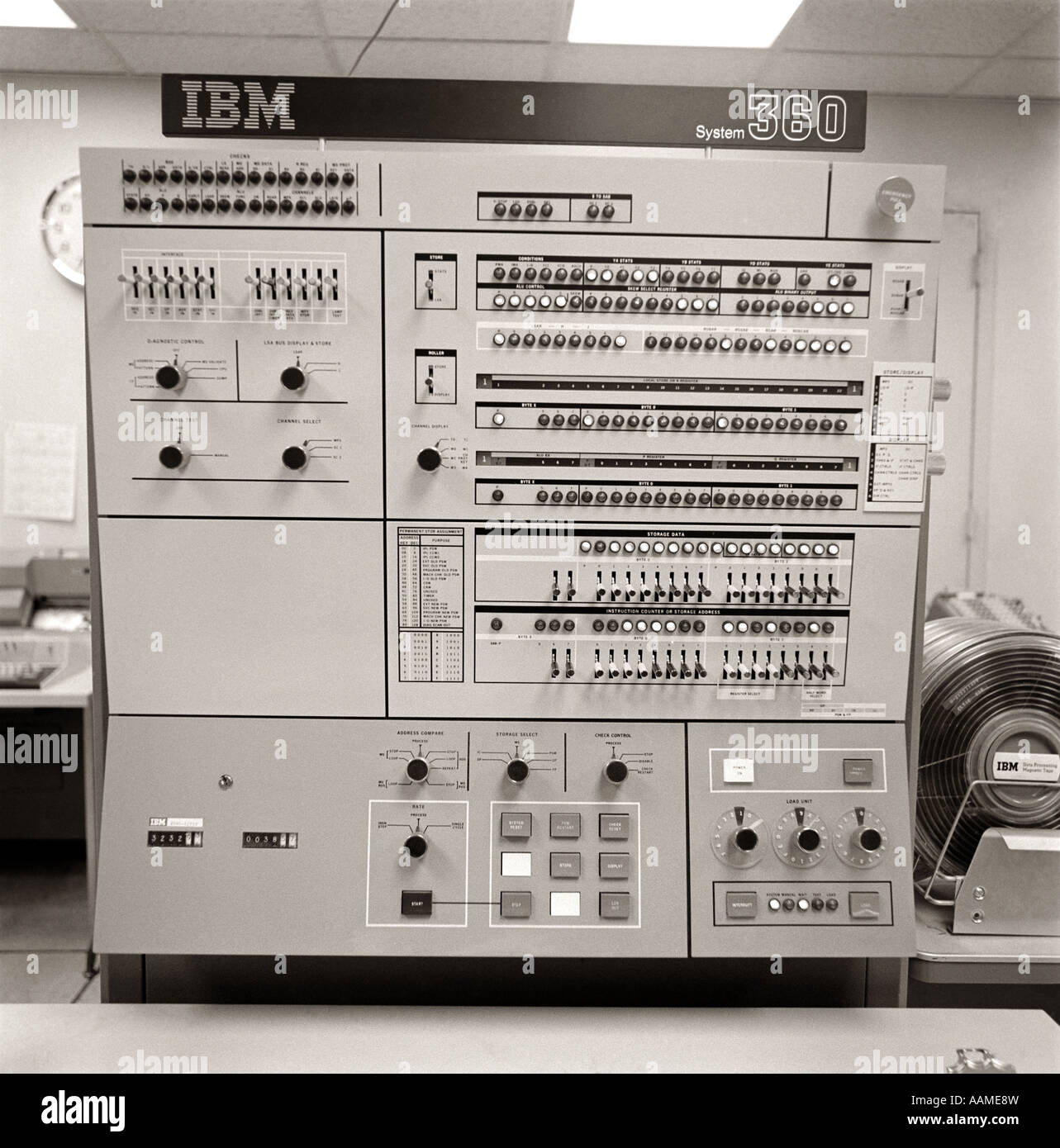 1960S 1970S PANEL IBM SYSTEM 360 STEUERRECHNER Stockfoto