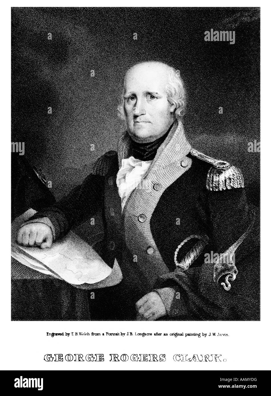 GENERAL GEORGE ROGERS CLARK 1752-1818 AMERIKANISCHE REVOLUTION HELD UND EXPLORER KÄMPFEN VINCENNES 1779 KASKASKIA 1178 Stockfoto