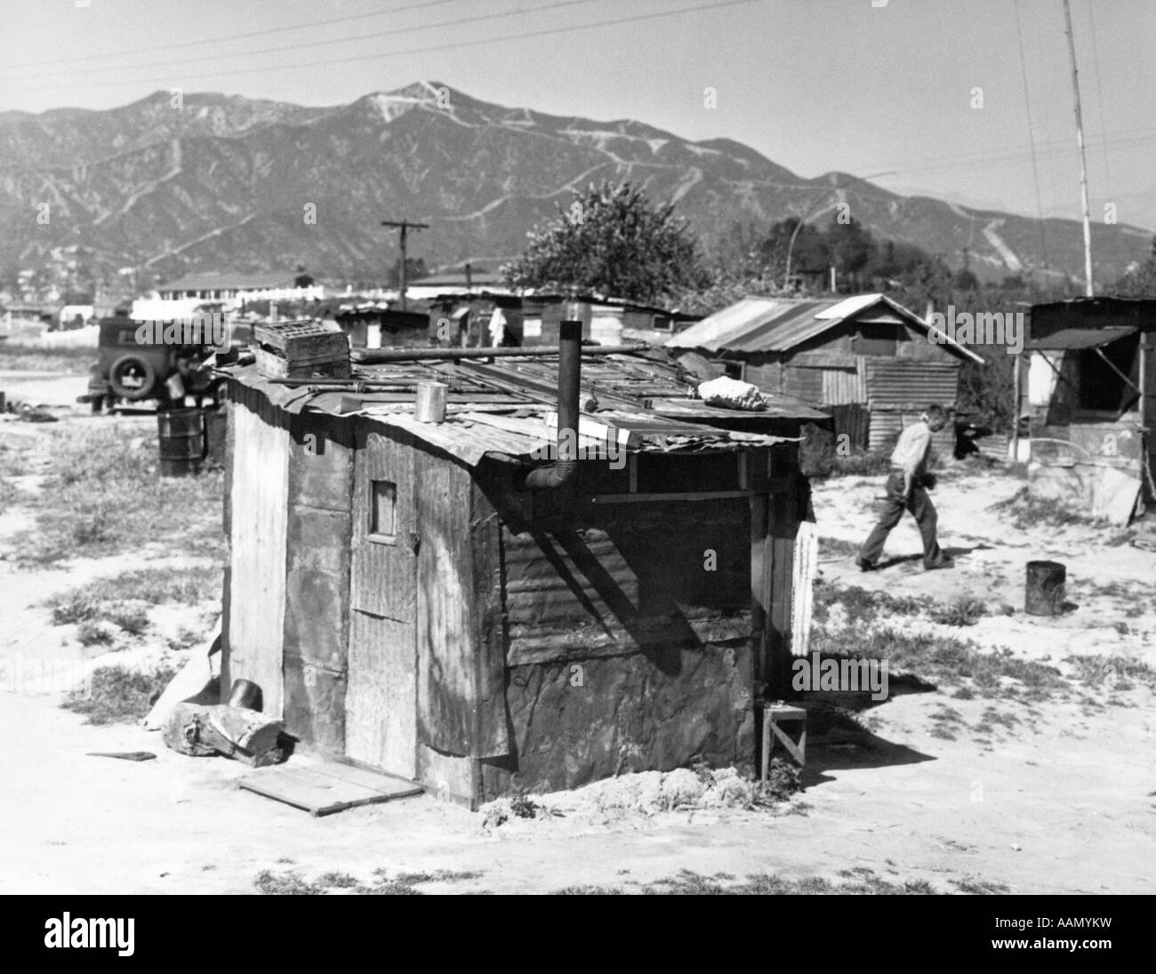1930ER JAHRE SHANTY TOWN TRAILER PARK DEPRESSION DORF LOS ANGELES Stockfoto