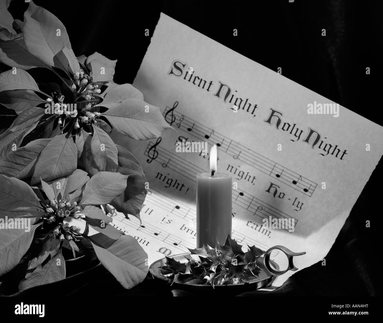 1960er Jahren Noten Von Stille Nacht Beleuchtet Bei