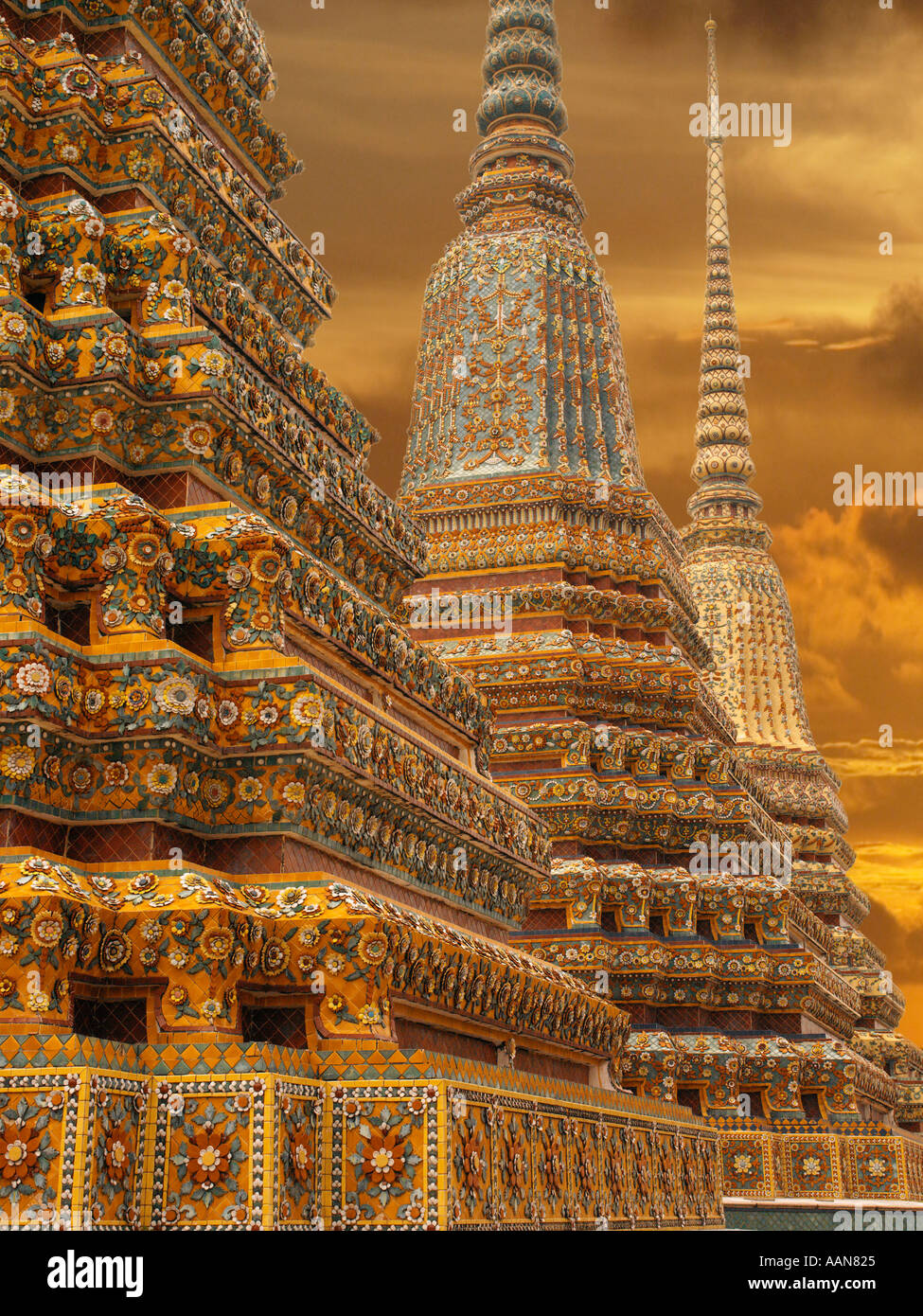 Chedi im Wat Pho in Bangkok in Thailand Stockfoto
