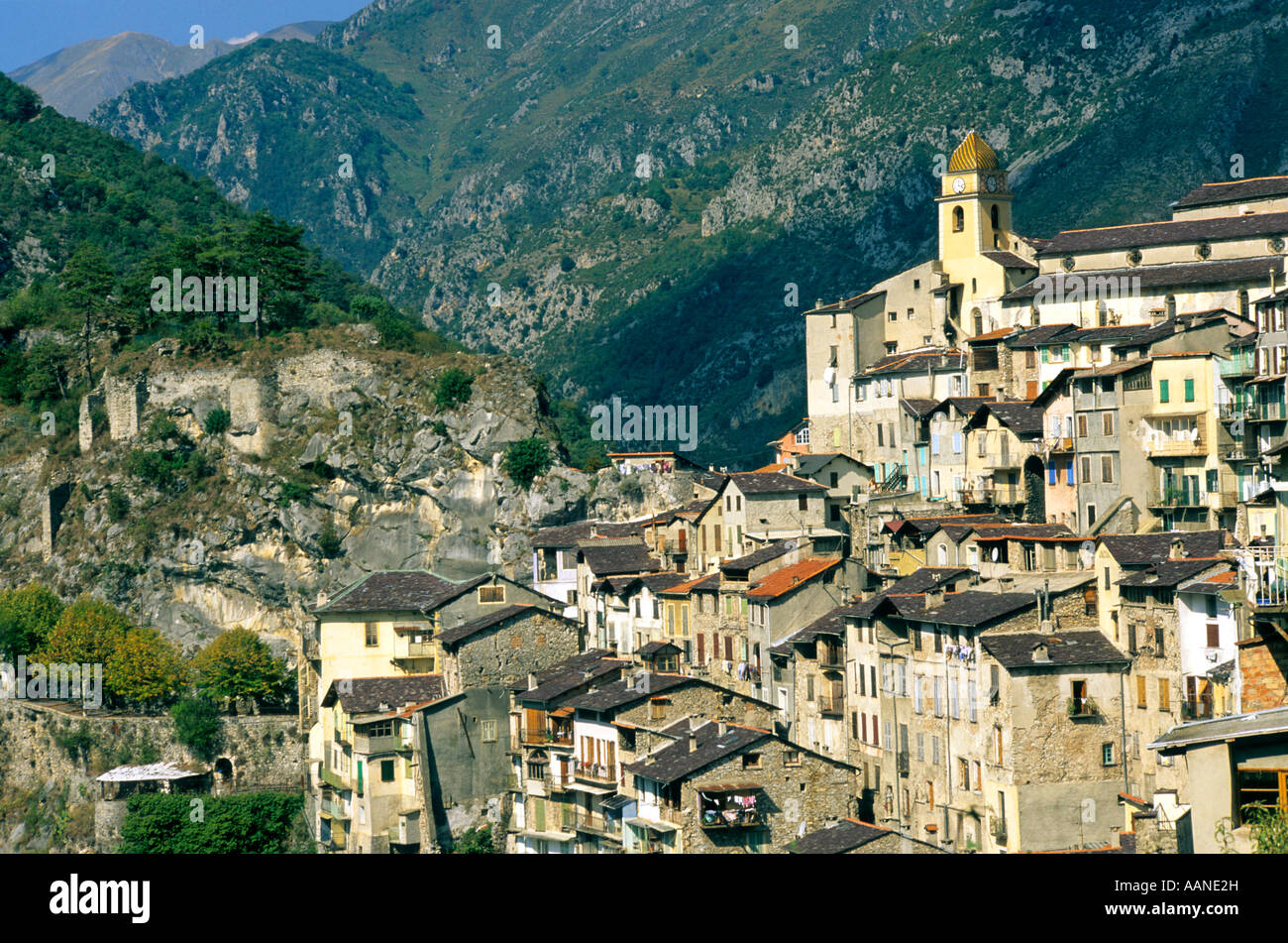 Dorf Saorgue, Alpes-Maritimes, Frankreich, Europa Stockfoto