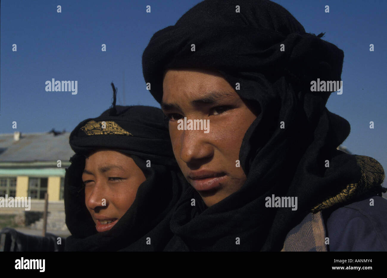 Hazara Jungs mit Kopftüchern Kabul-Afghanistan Stockfoto