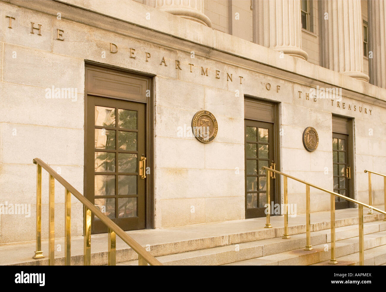 Department of Treasury USA, Federal Building, Geld und Wirtschaft Stockfoto