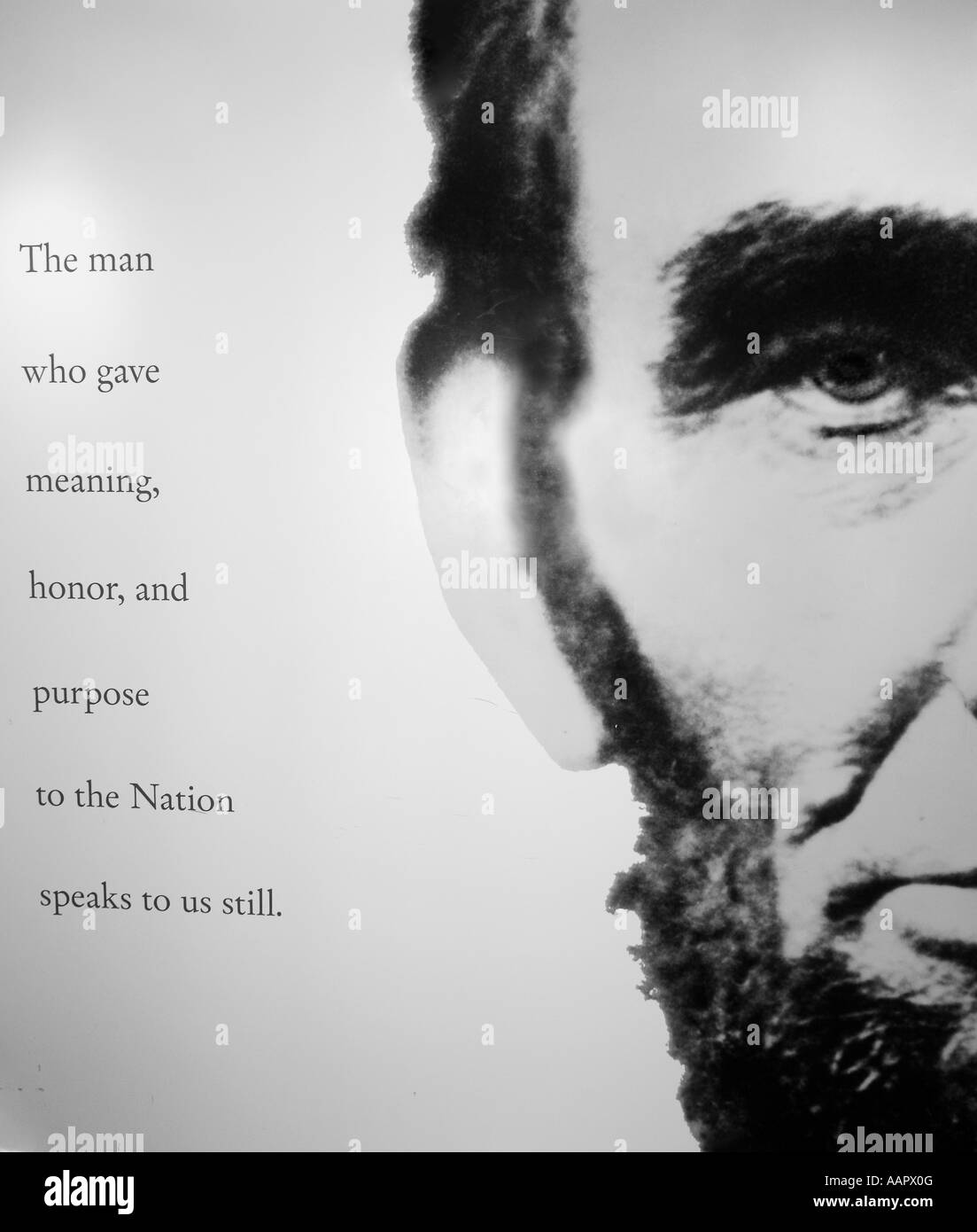 Bild von Abraham Lincoln am Memorial in Washington DC USA, Foto mit Half Face von Lincoln. Stockfoto