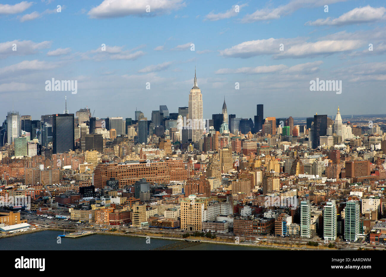 Manhattan Insel gesehen von den Hudson River-NYC Stockfoto