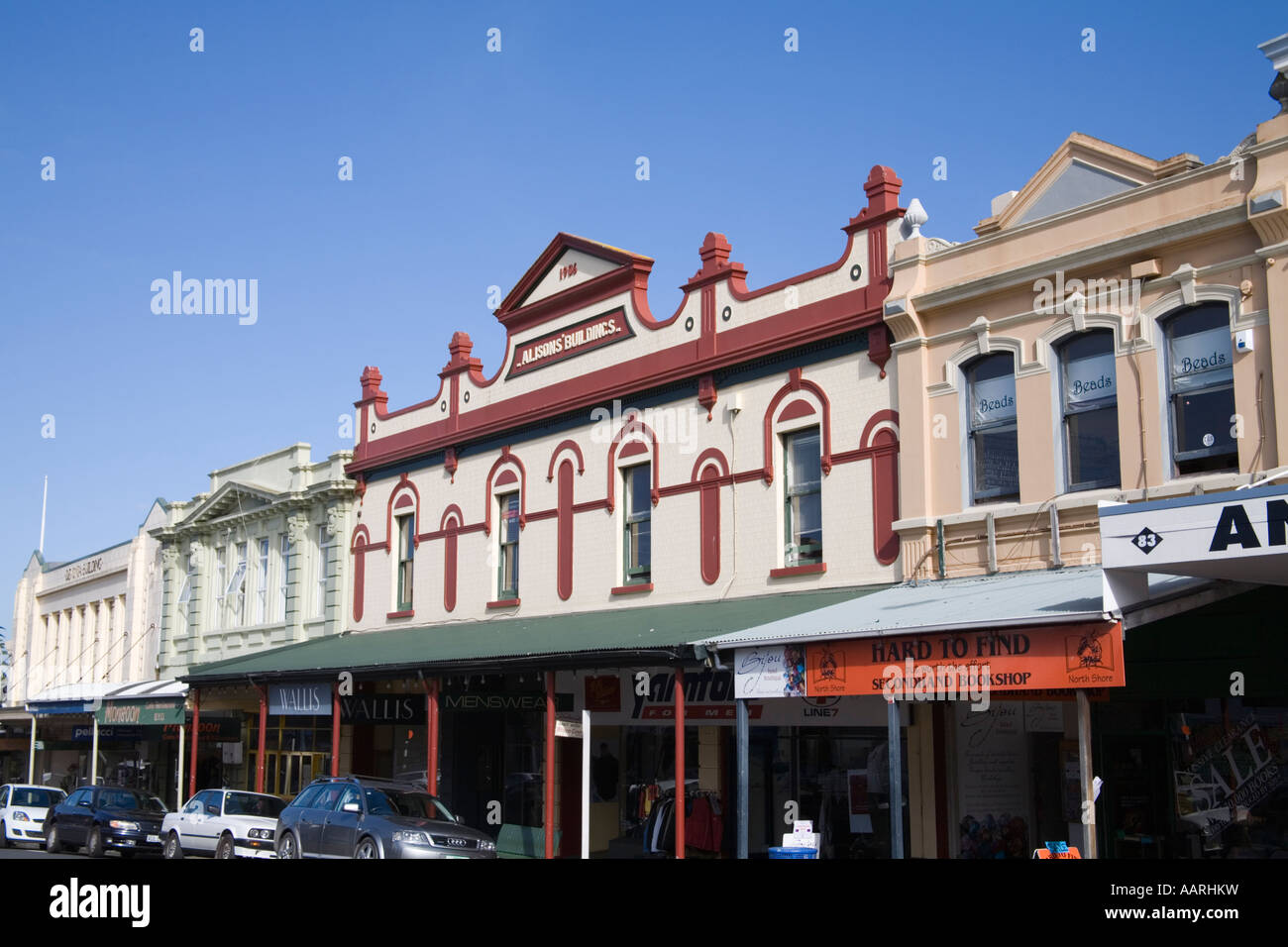 DEVONPORT AUCKLAND NORTH ISLAND Neuseeland kann einige der Multi farbige viktorianischen Gebäude in der Hauptstraße Stockfoto