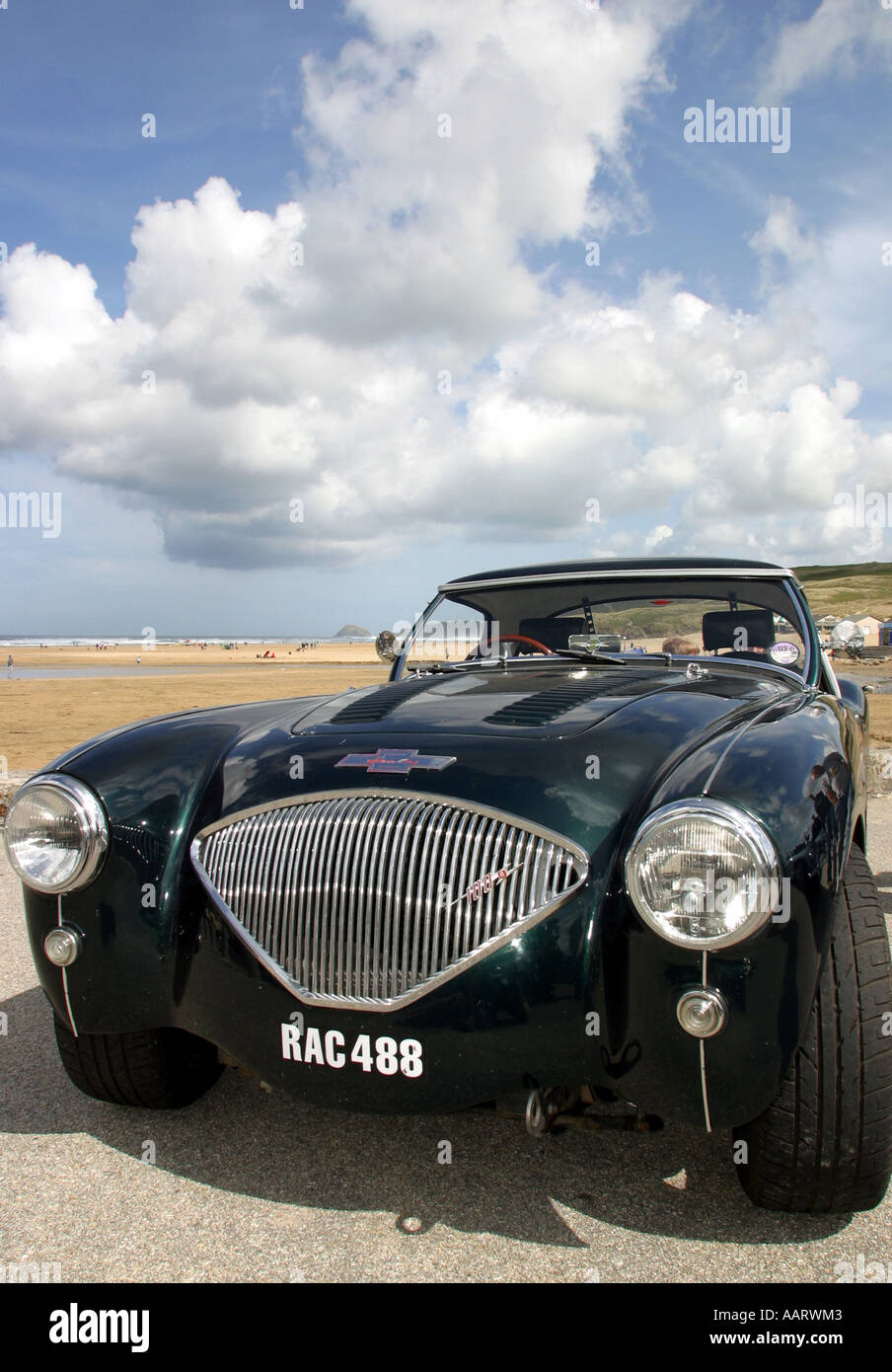 Austin Healey Rally Perranporth Cornwall UK Stockfoto