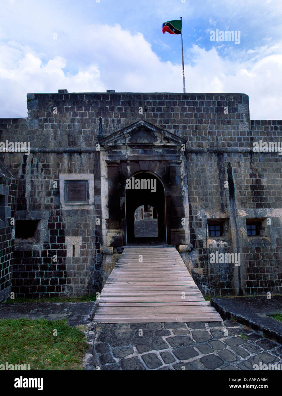 St. Kitts Brimstone Hill Fortress National Park Fort George Citadel britisches Design aus dem 17. Bis 18. Jahrhundert, das von afrikanischer Sklaven gebaut wurde Stockfoto