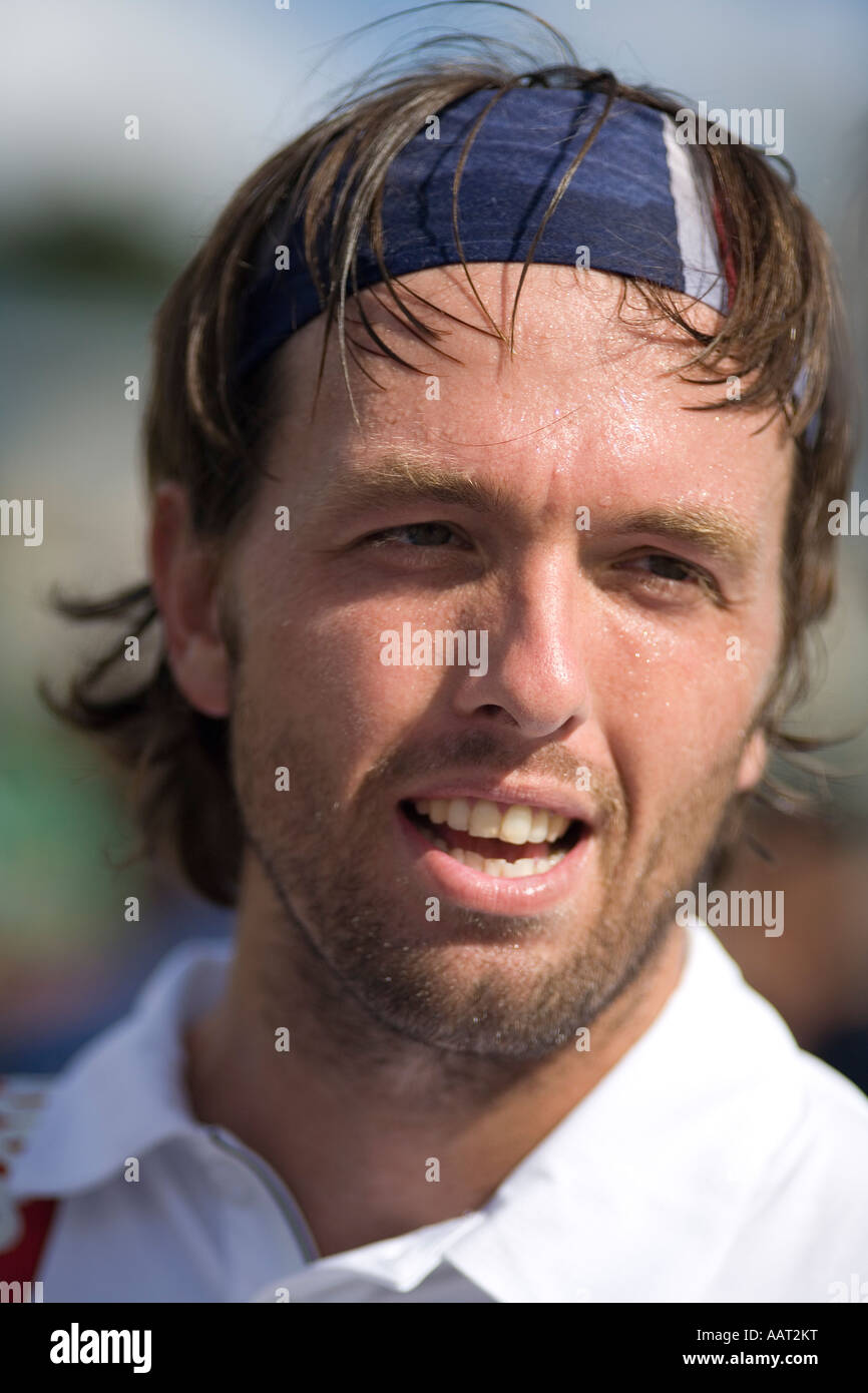 Porträt von Lee Childs nach dem Gewinn Qualifikationsspiel für die Wimbledon Championships Juni 2007 Roehampton Stockfoto