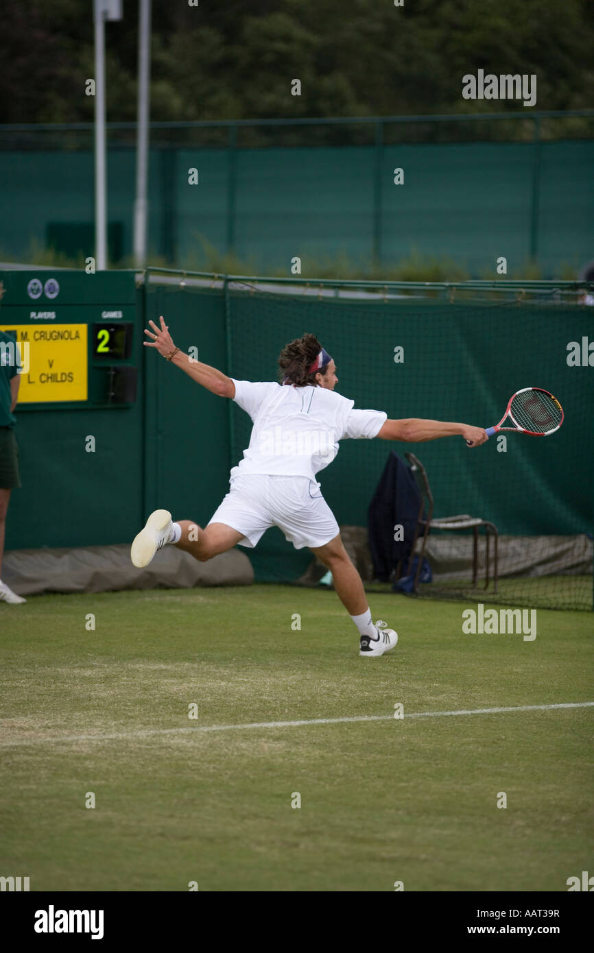 Lee Childs gewinnt Qualifikationsspiel für die Wimbledon Championships Juni 2007 Stockfoto