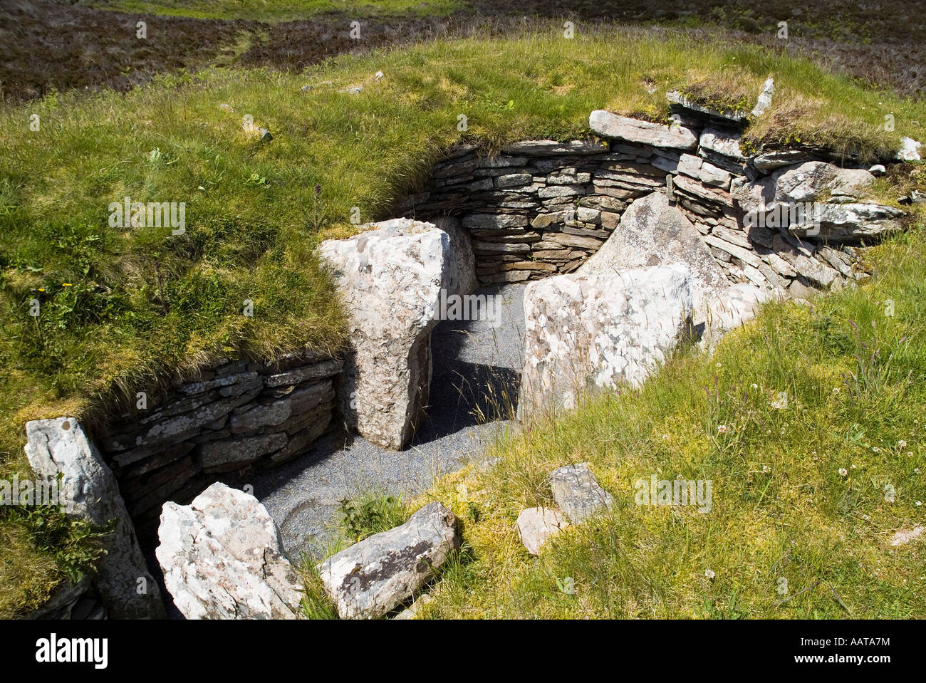 dh CAIRN von bekommen CAITHNESS neolithischen kurze gehörnten chambered Cairn Orkney Cromarty Typs Stockfoto