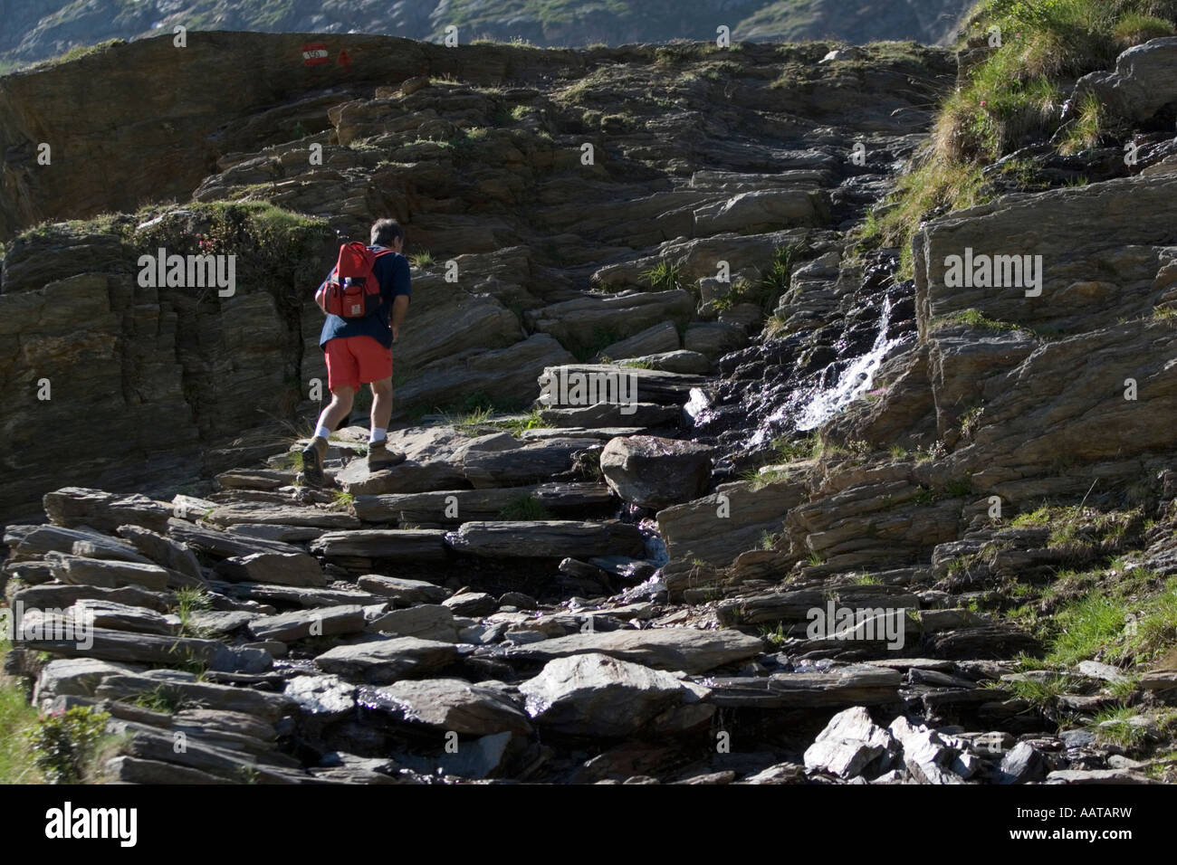 Gianni Bodini Fotograf, Klettern bis Val Martello, Alto Adige, Italien Stockfoto