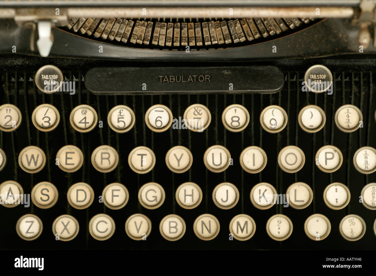 Manuelle Schreibmaschine Schlüssel Stockfoto