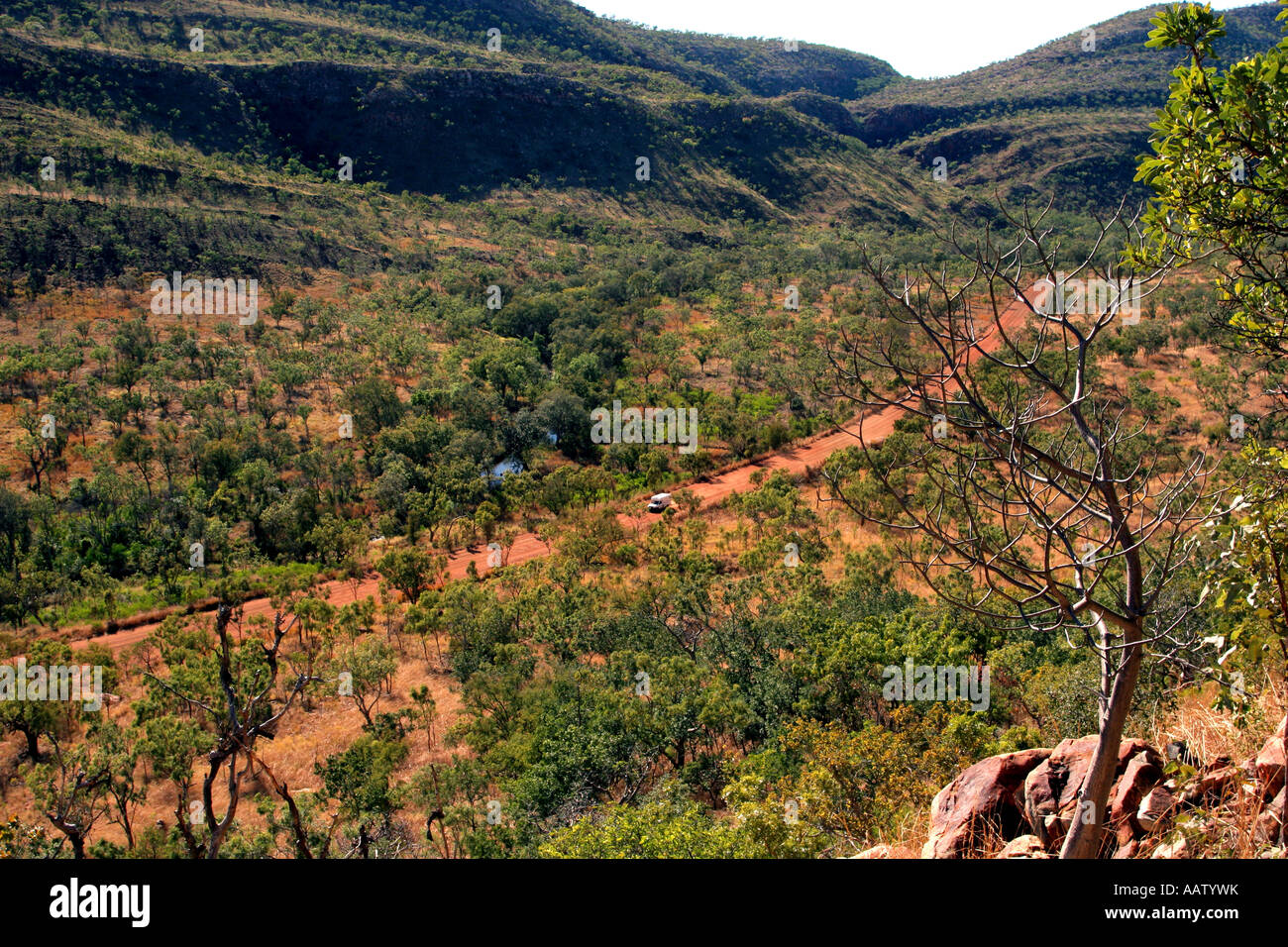 Malerische Aussicht über die Gibb River Road und zeitlose Landschaft der Kimberley Region von Western Australia Stockfoto
