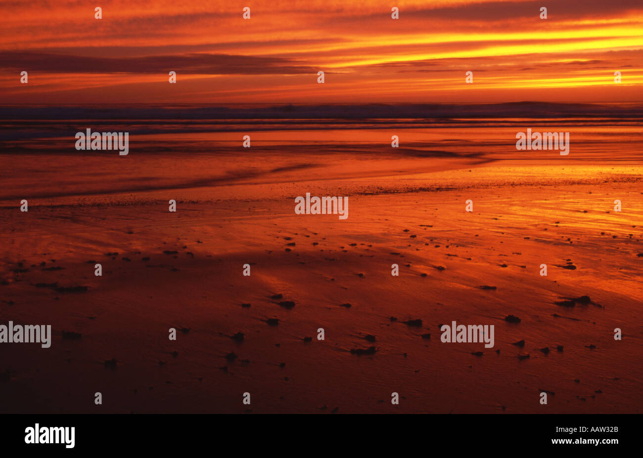 Bamburgh Strand bei Sonnenaufgang Northumberland Stockfoto