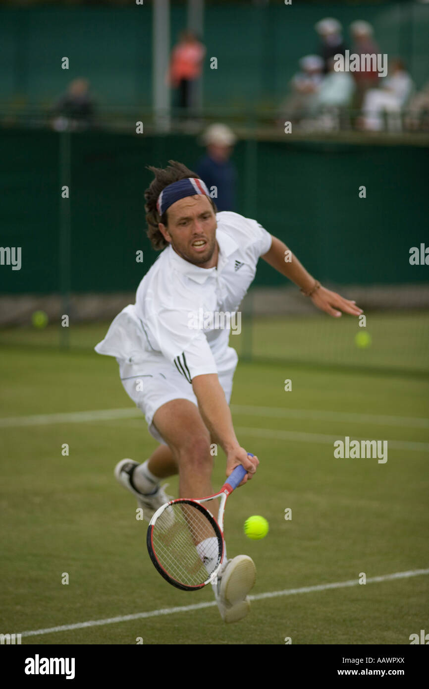 Lee Childs gewinnt Qualifikationsspiel für die Wimbledon Championships Juni 2007 Stockfoto