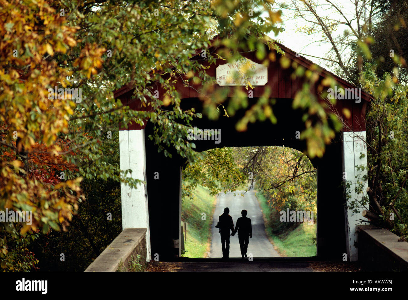 Überdachte Brücke Bucks County PA Stockfoto