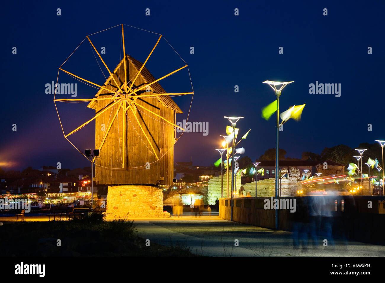 Windmühle von Nessebar, Schwarzes Meer, Bulgarien Stockfoto