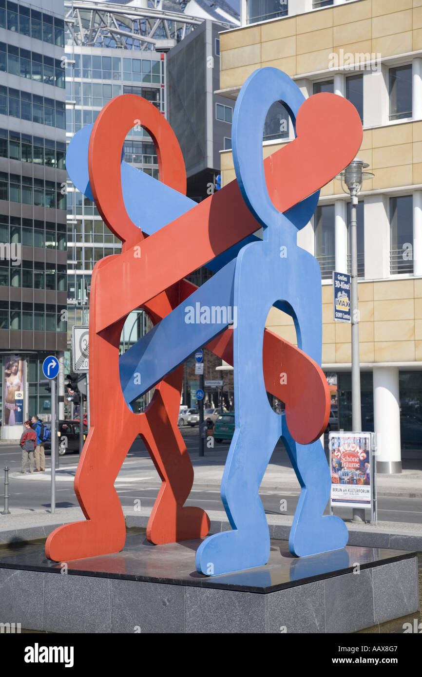 Keith Haring "Der Boxer", Potsdamer Platz, Berlin, Deutschland Stockfoto