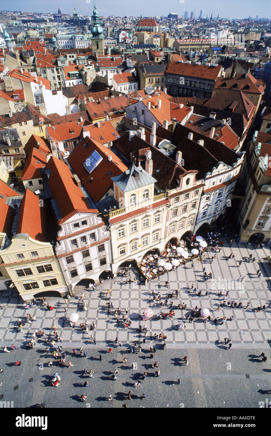 Altstädter Ring und Stadt von ganz oben auf der alten Rathaus in Prag Stockfoto