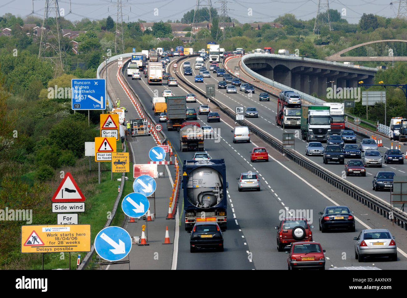 Baustellen, M56, Cheshire England UK Stockfoto
