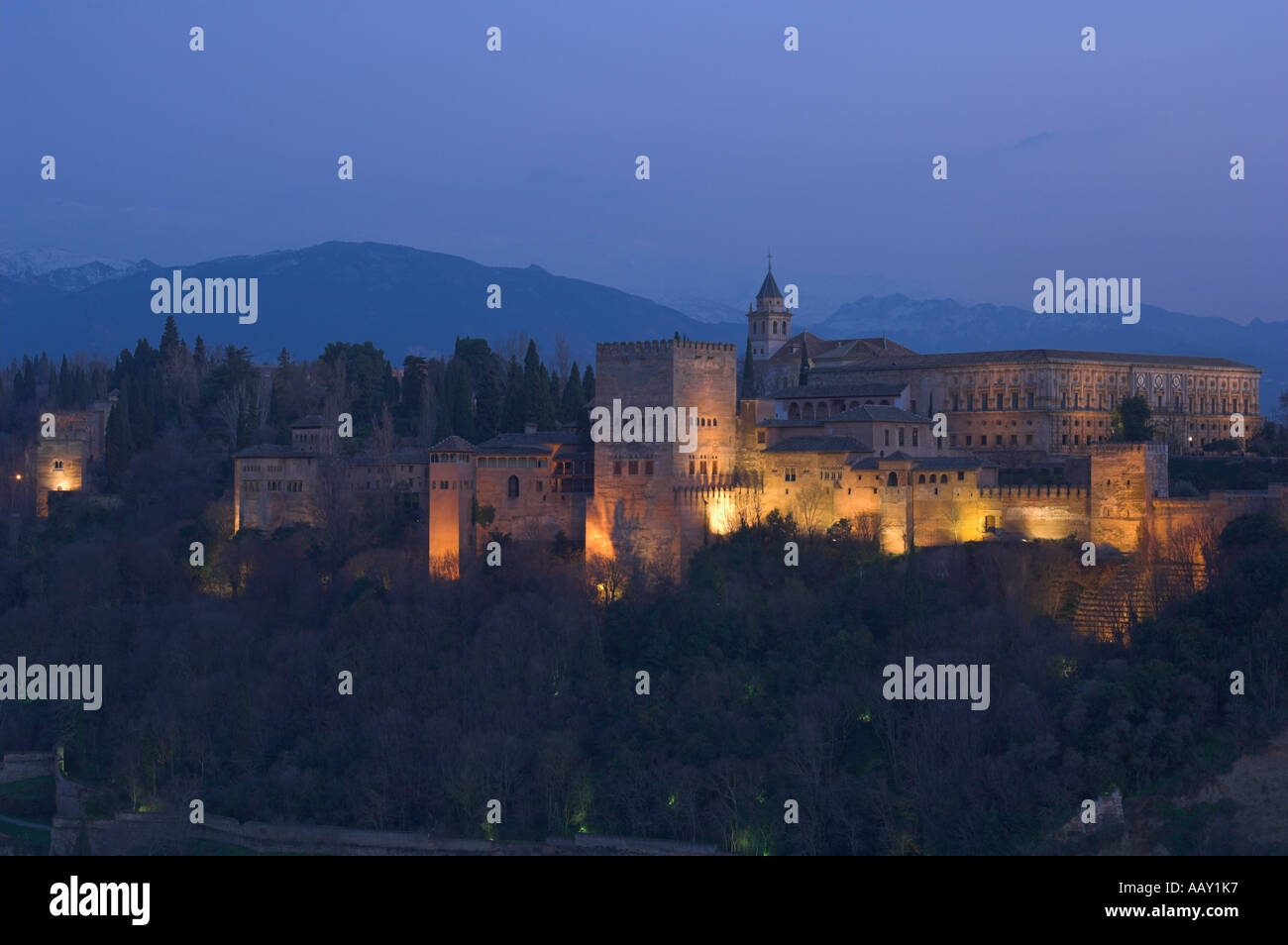 Europa Spanien Andalusien Alhambra Granada Provinz Skyline Stockfoto