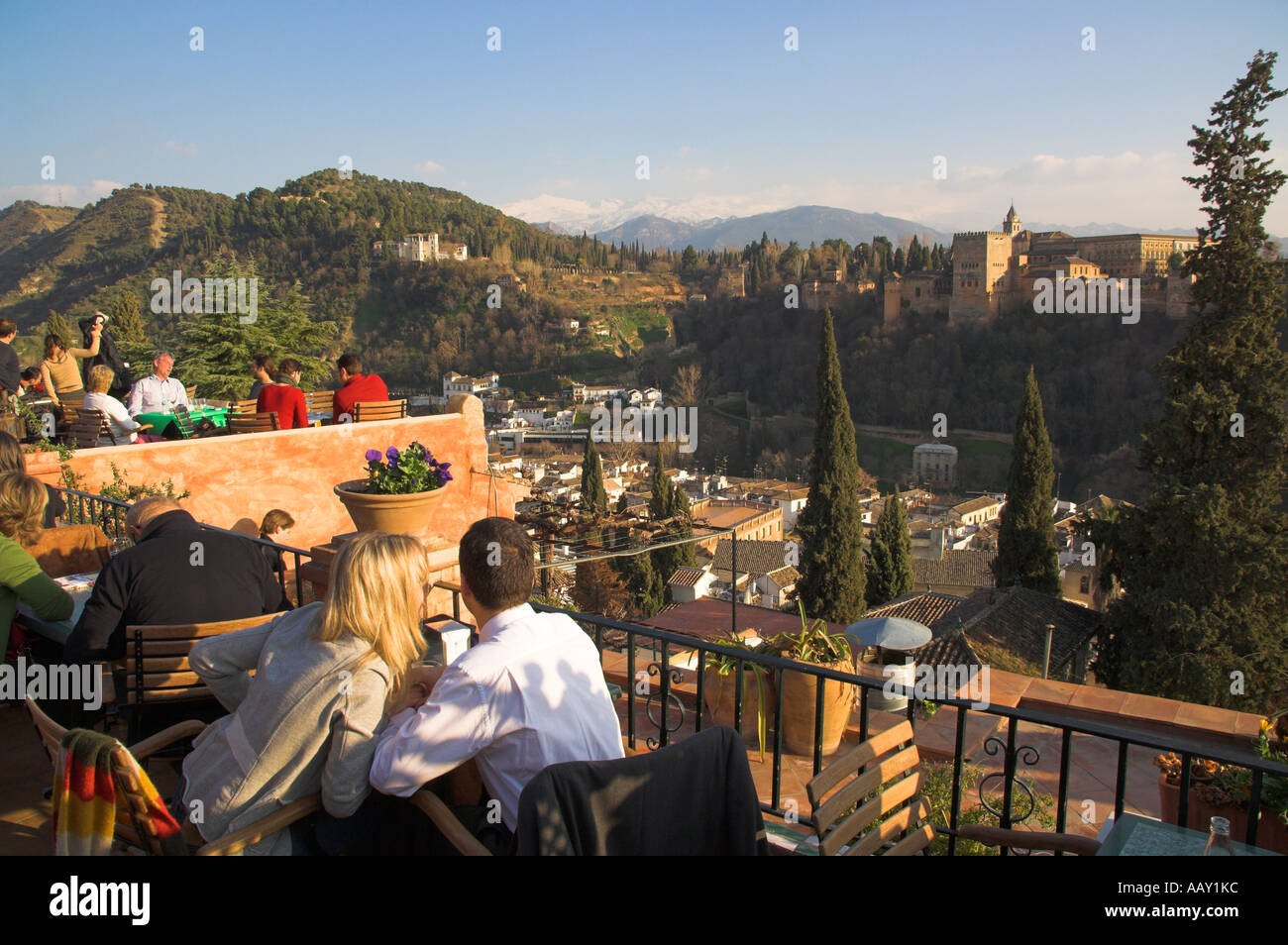 Europa Spanien Andalusien Alhambra Granada Provinz tagsüber Skyline Stockfoto