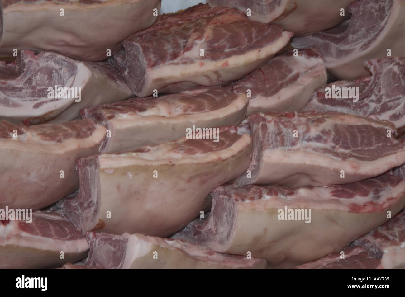 Rote Fleisch verarbeitenden Fabrik alle Bilder mit konzent des Eigentümers Stockfoto