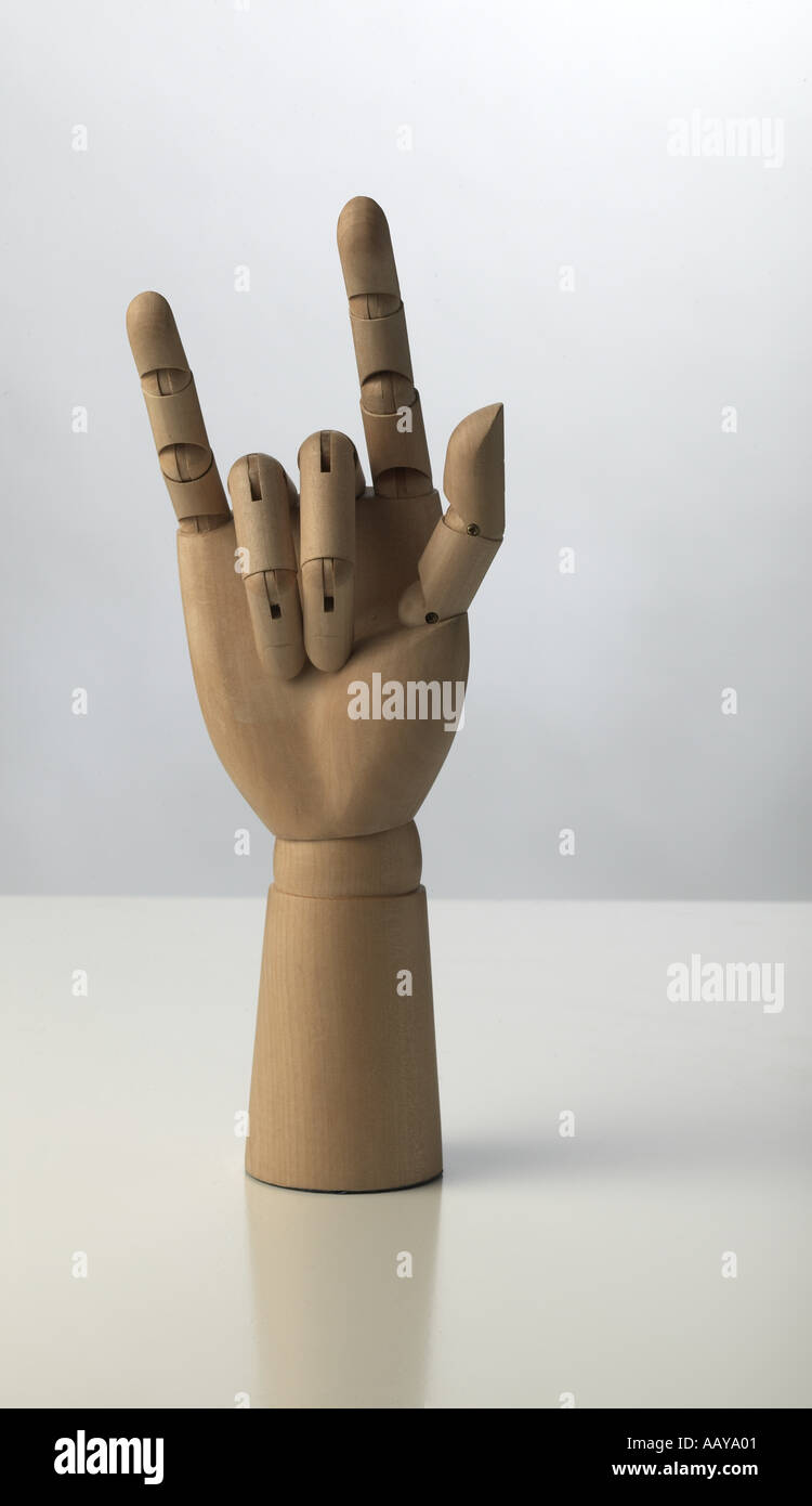 Noch immer Leben eines Künstlers Modell würde nicht mit beweglichen Fingern auf einem hellen Hintergrund hand Stockfoto