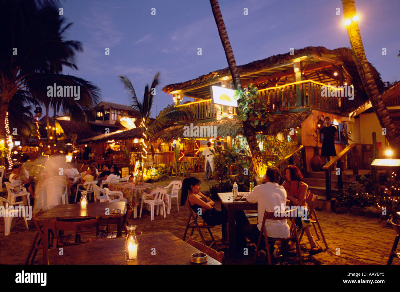 Restaurant am Strand von Cabarete Dominikanische Republik Stockfoto