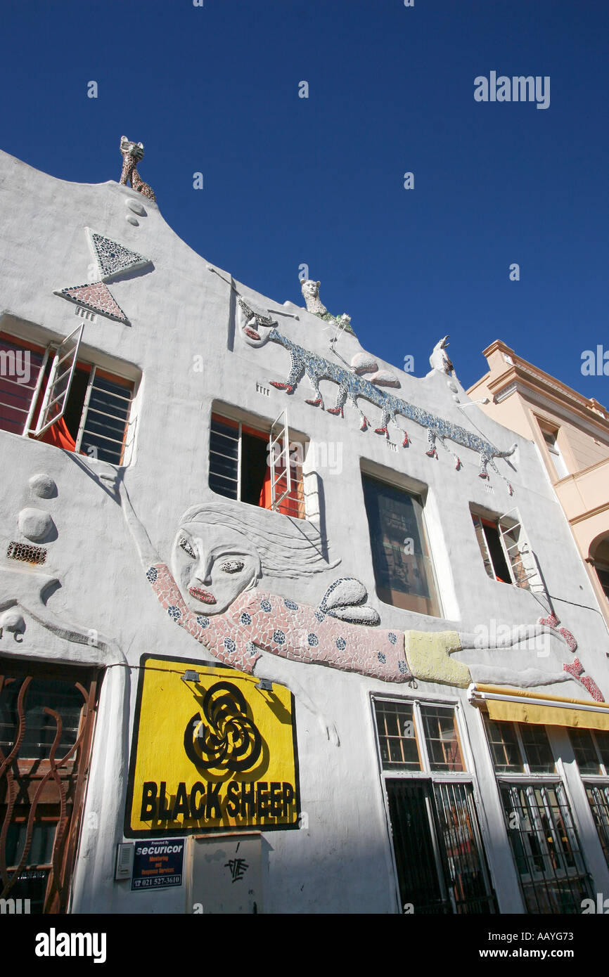 Südafrika Kapstadt Eule kunstvolle Fassade des Hauses von Helen Martins Stockfoto