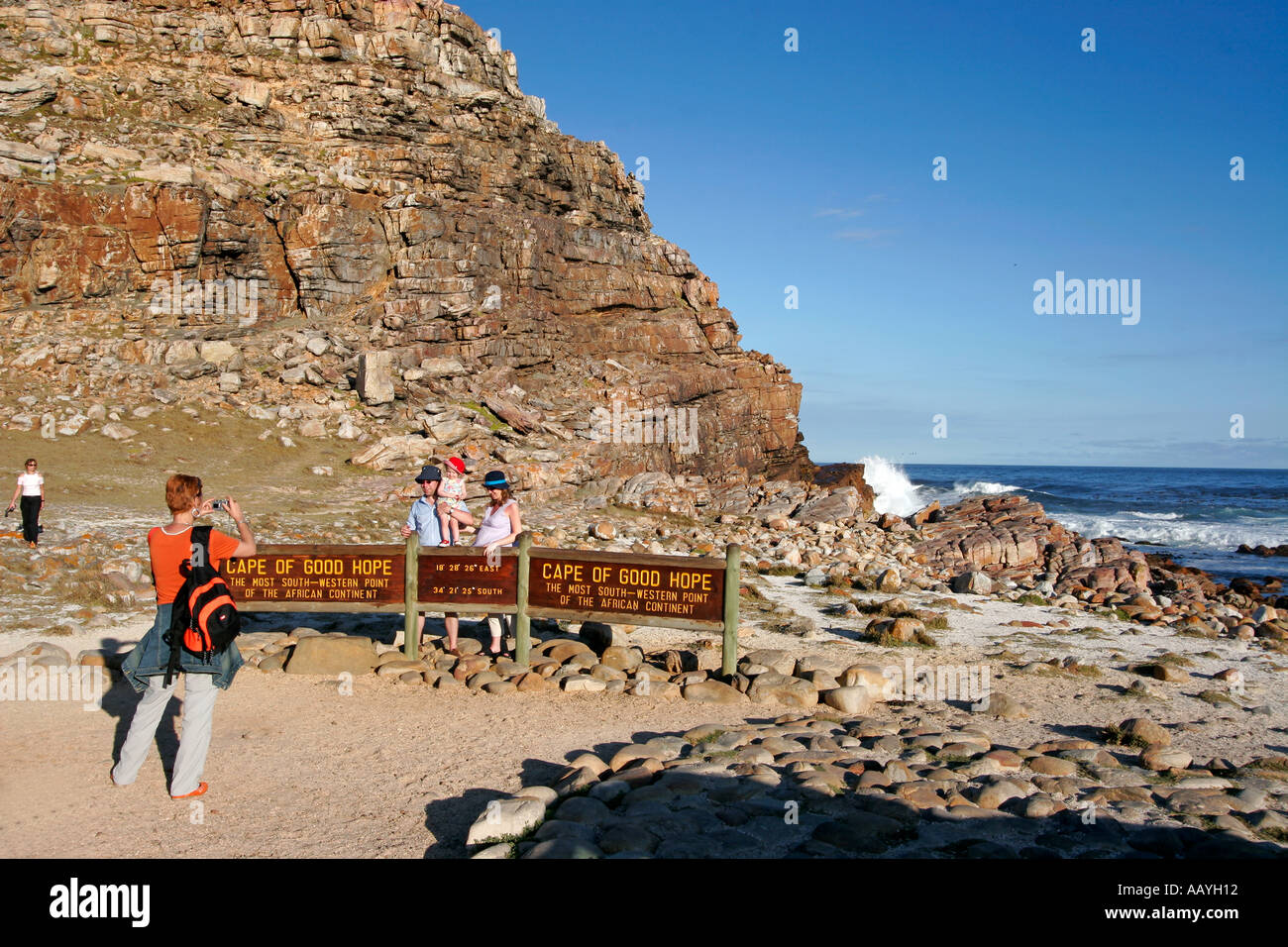 Südafrika-Kap der guten Hoffnung-Touristen Hinweistafel Kap der guten Hoffnung Stockfoto