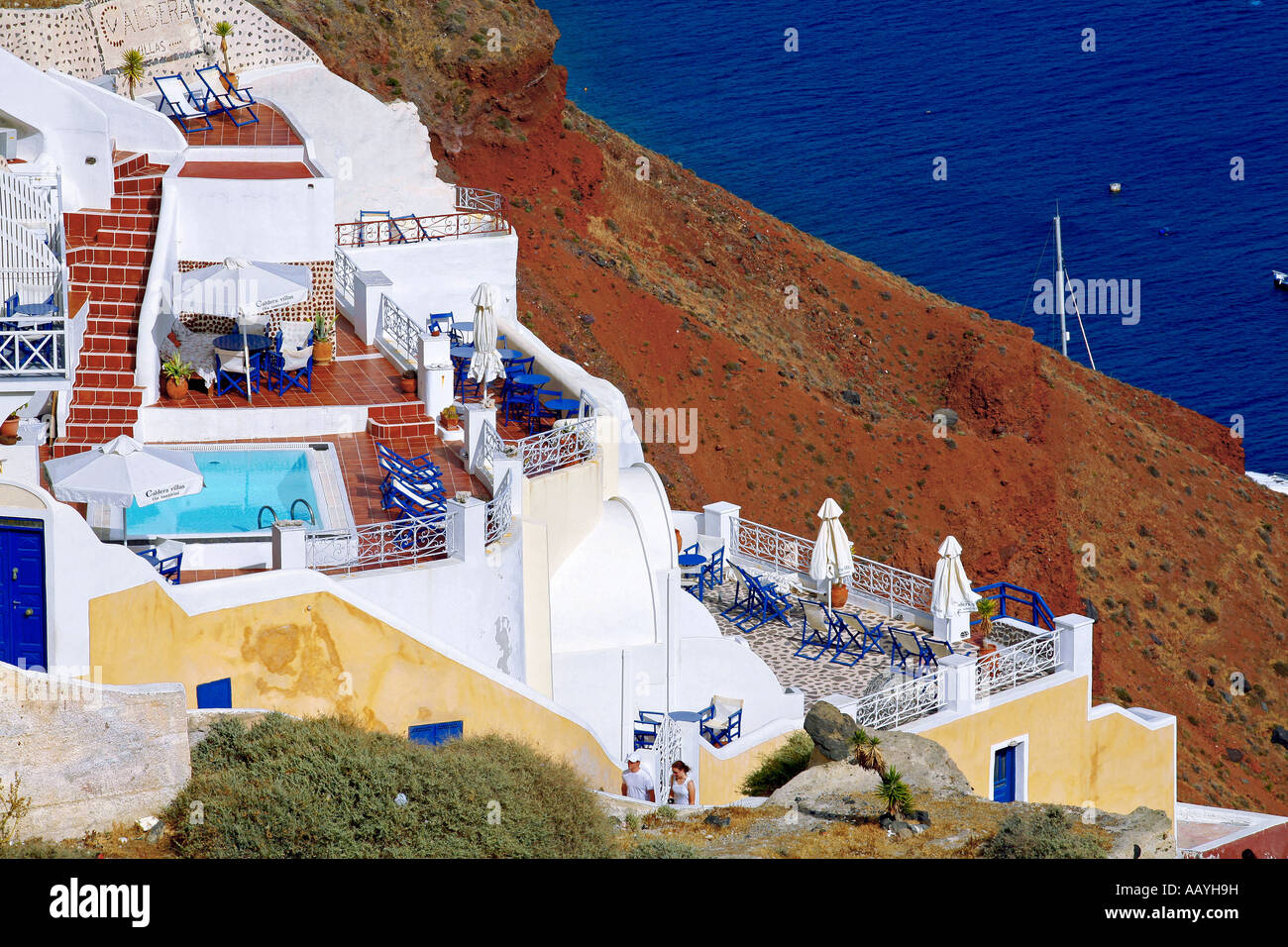 Hotel in Santorini Kykladen-Inseln Stockfoto