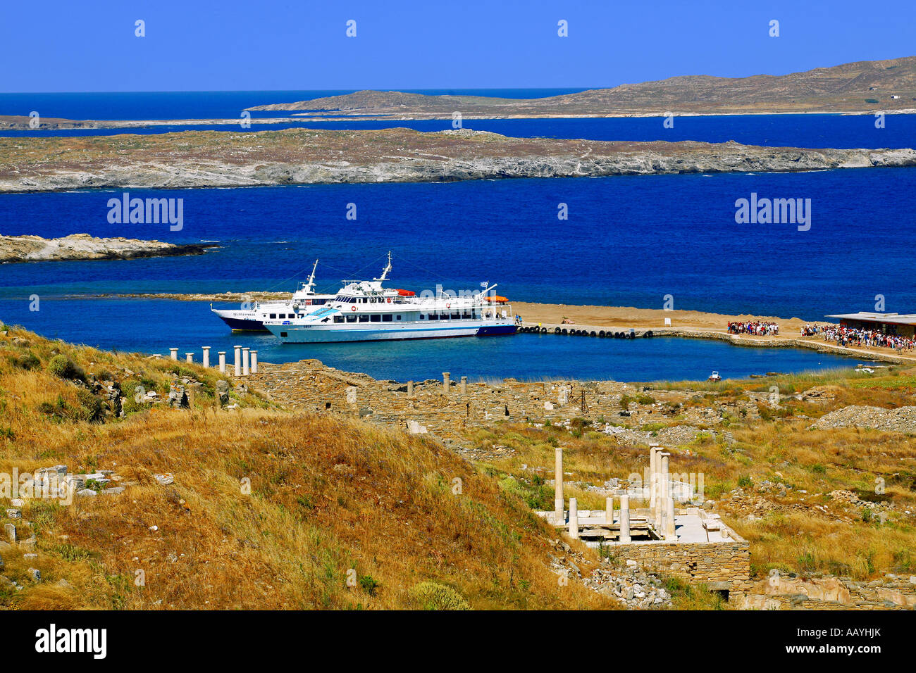 Archäologische Stätte von Delos Kykladen-Inseln Stockfoto