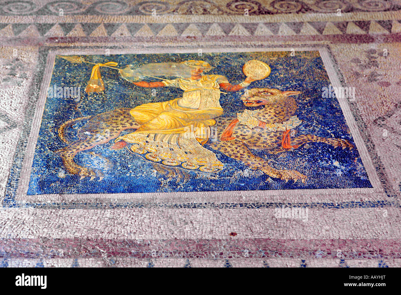 Mosaik in Delos Kykladen-Inseln Stockfoto